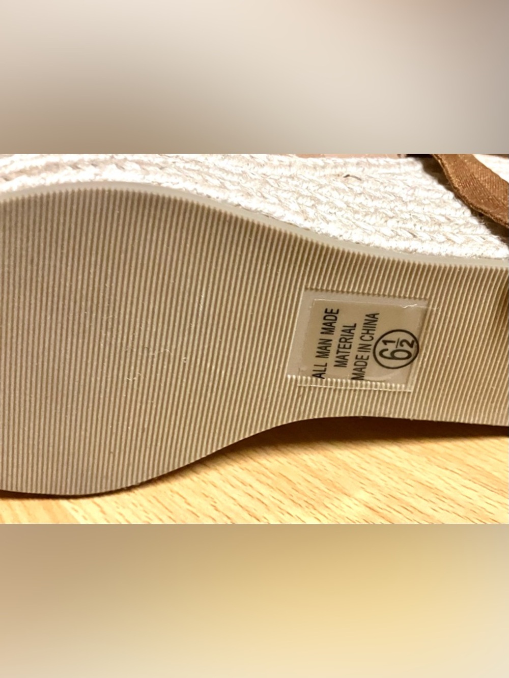 Soda Dark Tan Woven Espadrille Wedge Sandal with Ankle Tie: Size 6.5 NWOT - Picture 7 of 8